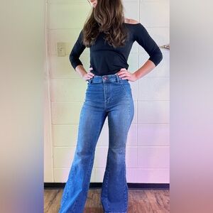 Pilcro Ultra High Rise Flare Jeans by Anthropologie